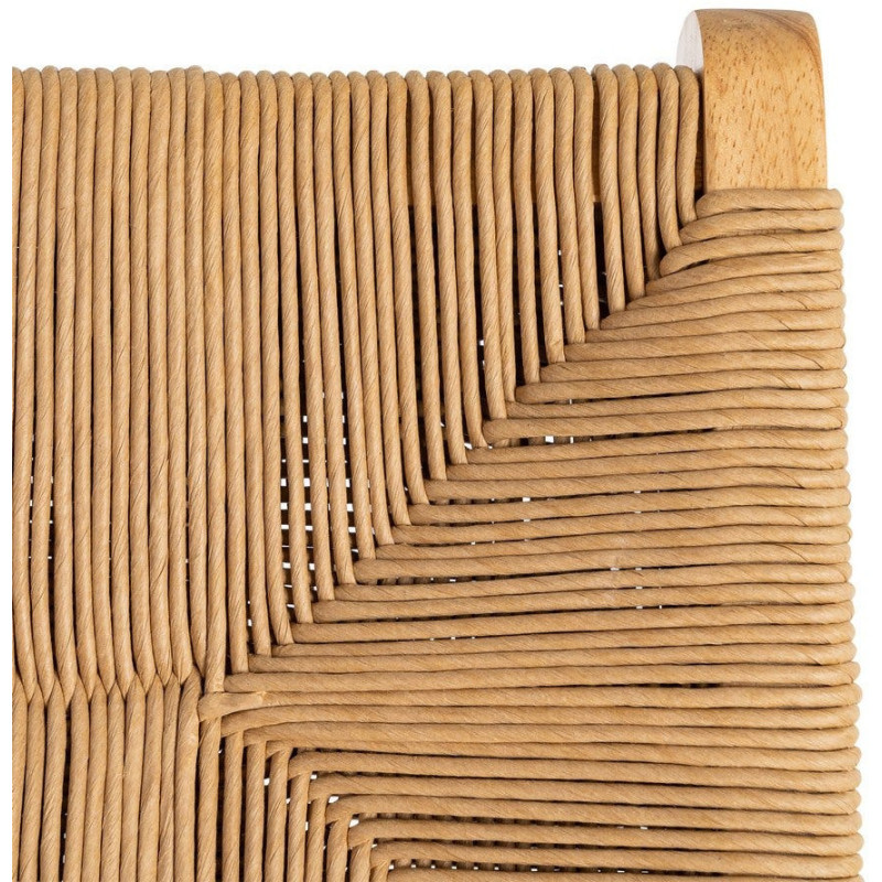 Tabouret de bar scandinave en Bois d'hévéa Naturel Corde de papier Beige Tressé Nelora (Lot de 2) - 9