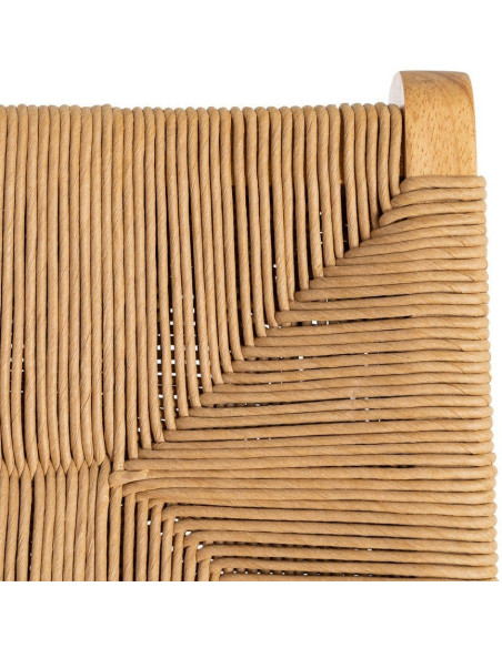 Tabouret de bar scandinave en Bois d'hévéa Naturel Corde de papier Beige Tressé Nelora (Lot de 2) - 9