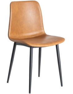 Chaise industrielle chic en Polyuréthane Marron camel Métal Noir Polypropylène Saroya (Lot de 2) - 1