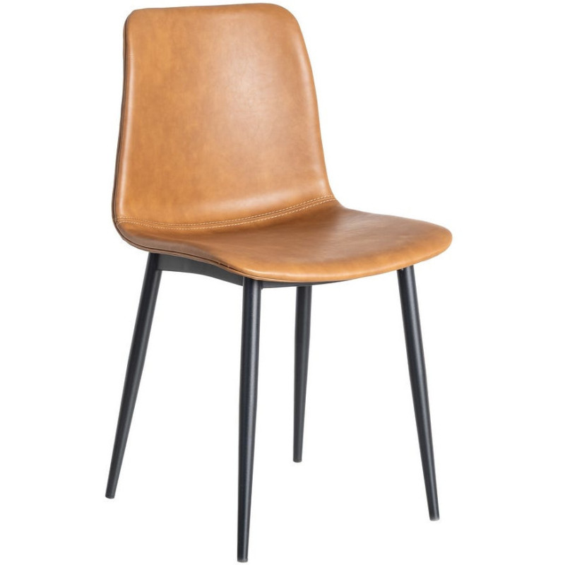 Chaise industrielle chic en Polyuréthane Marron camel Métal Noir Polypropylène Saroya (Lot de 2) - 1