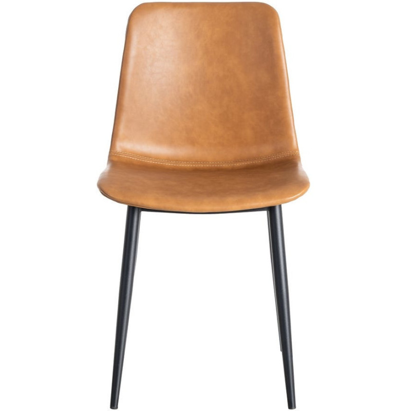 Chaise industrielle chic en Polyuréthane Marron camel Métal Noir Polypropylène Saroya (Lot de 2) - 3