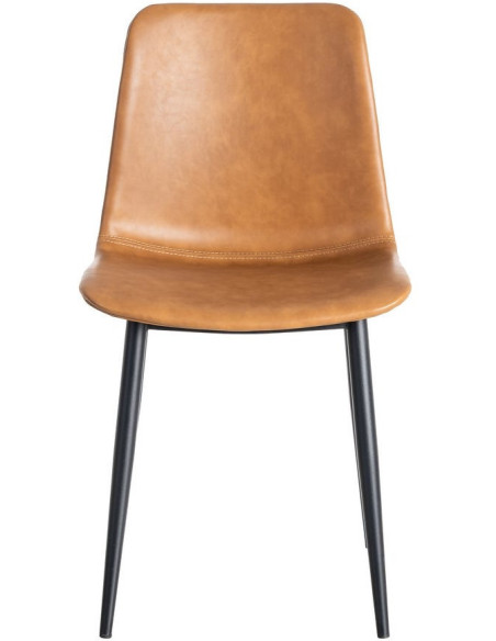 Chaise industrielle chic en Polyuréthane Marron camel Métal Noir Polypropylène Saroya (Lot de 2) - 3