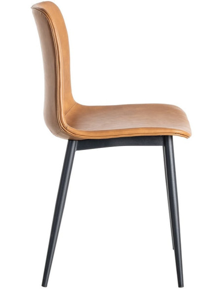 Chaise industrielle chic en Polyuréthane Marron camel Métal Noir Polypropylène Saroya (Lot de 2) - 4