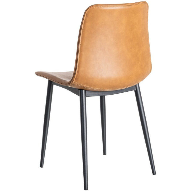 Chaise industrielle chic en Polyuréthane Marron camel Métal Noir Polypropylène Saroya (Lot de 2) - 5