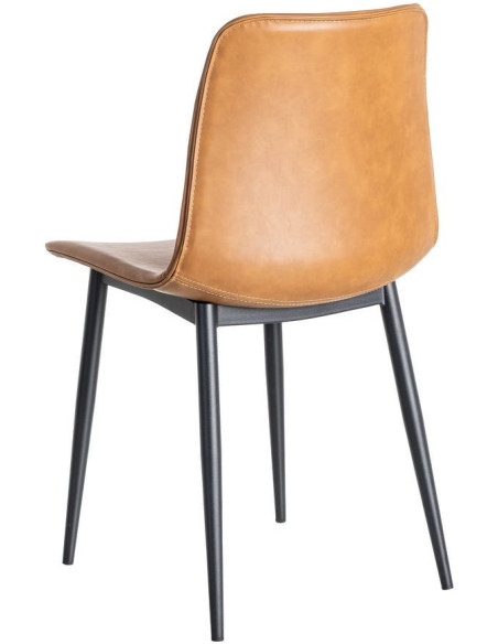 Chaise industrielle chic en Polyuréthane Marron camel Métal Noir Polypropylène Saroya (Lot de 2) - 5