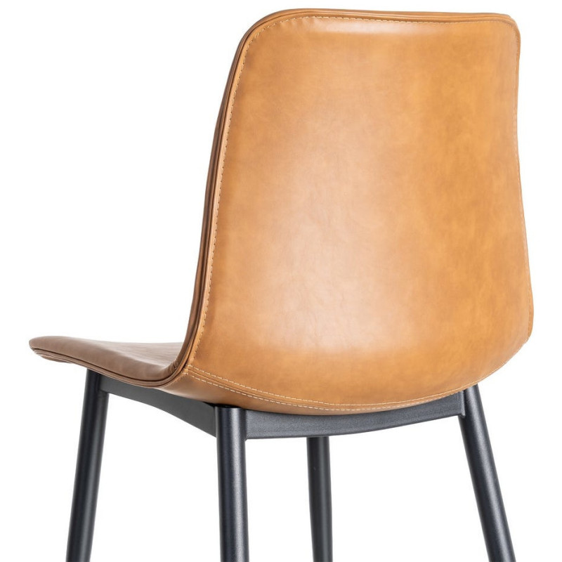 Chaise industrielle chic en Polyuréthane Marron camel Métal Noir Polypropylène Saroya (Lot de 2) - 6