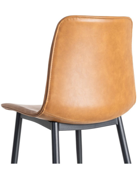 Chaise industrielle chic en Polyuréthane Marron camel Métal Noir Polypropylène Saroya (Lot de 2) - 6