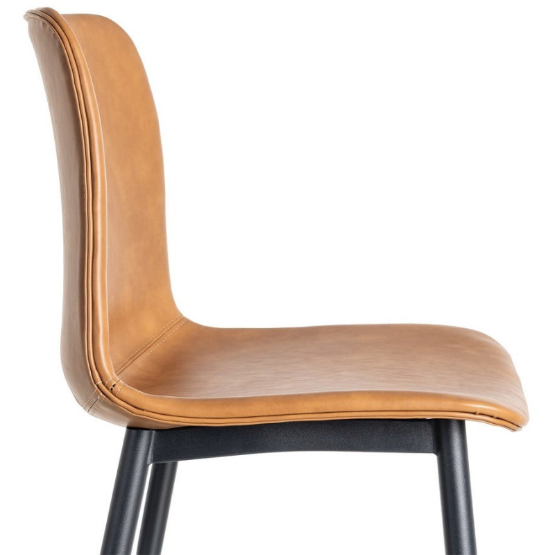 Chaise industrielle chic en Polyuréthane Marron camel Métal Noir Polypropylène Saroya (Lot de 2) - 7