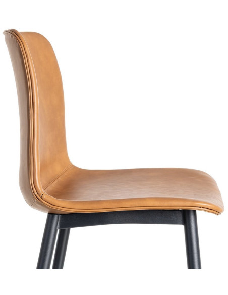 Chaise industrielle chic en Polyuréthane Marron camel Métal Noir Polypropylène Saroya (Lot de 2) - 7