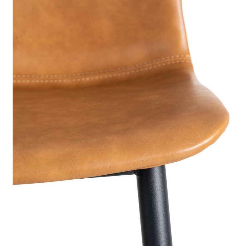 Chaise industrielle chic en Polyuréthane Marron camel Métal Noir Polypropylène Saroya (Lot de 2) - 9