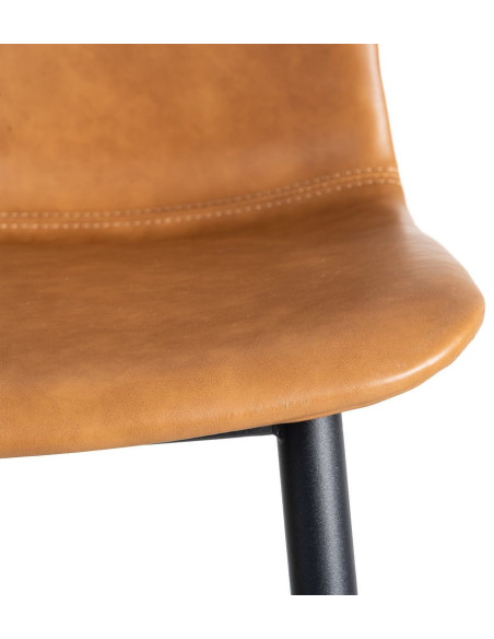 Chaise industrielle chic en Polyuréthane Marron camel Métal Noir Polypropylène Saroya (Lot de 2) - 9