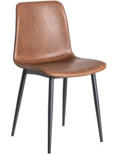 Chaise industrielle chic en Polyuréthane Marron Métal Noir Polypropylène Saroya (Lot de 2) - 1