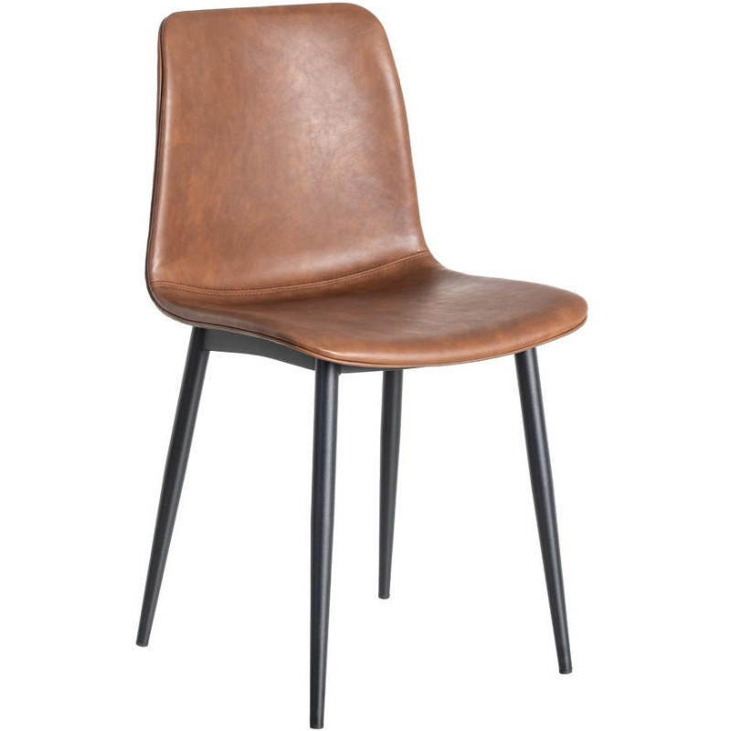 Chaise industrielle chic en Polyuréthane Marron Métal Noir Polypropylène Saroya (Lot de 2) - 1