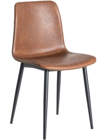 Chaise industrielle chic en Polyuréthane Marron Métal Noir Polypropylène Saroya (Lot de 2) - 1