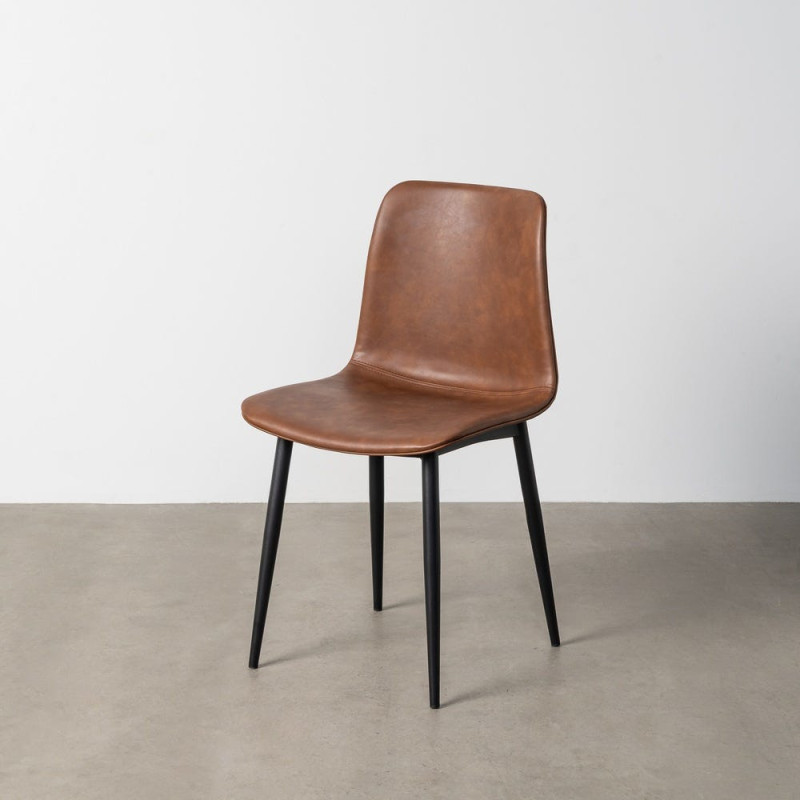 Chaise industrielle chic en Polyuréthane Marron Métal Noir Polypropylène Saroya (Lot de 2) - 2