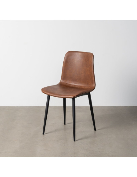 Chaise industrielle chic en Polyuréthane Marron Métal Noir Polypropylène Saroya (Lot de 2) - 2