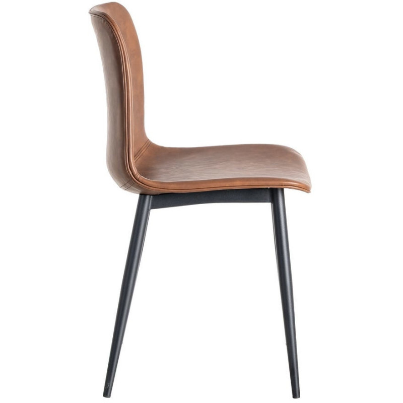 Chaise industrielle chic en Polyuréthane Marron Métal Noir Polypropylène Saroya (Lot de 2) - 4