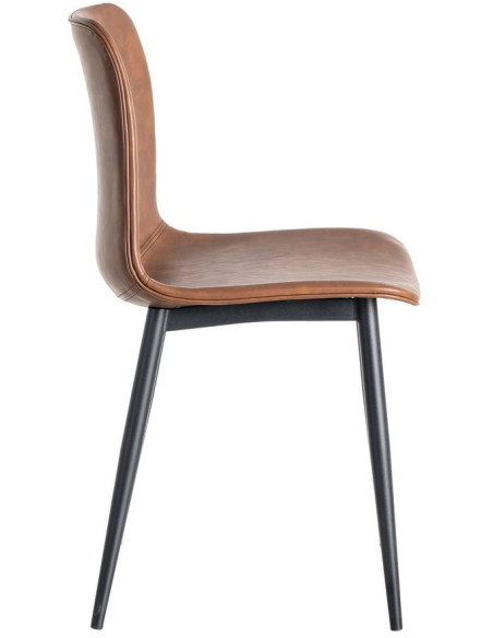 Chaise industrielle chic en Polyuréthane Marron Métal Noir Polypropylène Saroya (Lot de 2) - 4