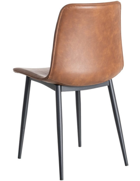 Chaise industrielle chic en Polyuréthane Marron Métal Noir Polypropylène Saroya (Lot de 2) - 5