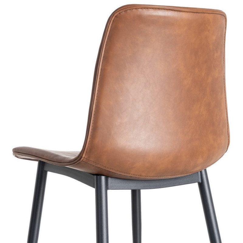 Chaise industrielle chic en Polyuréthane Marron Métal Noir Polypropylène Saroya (Lot de 2) - 6