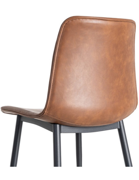 Chaise industrielle chic en Polyuréthane Marron Métal Noir Polypropylène Saroya (Lot de 2) - 6