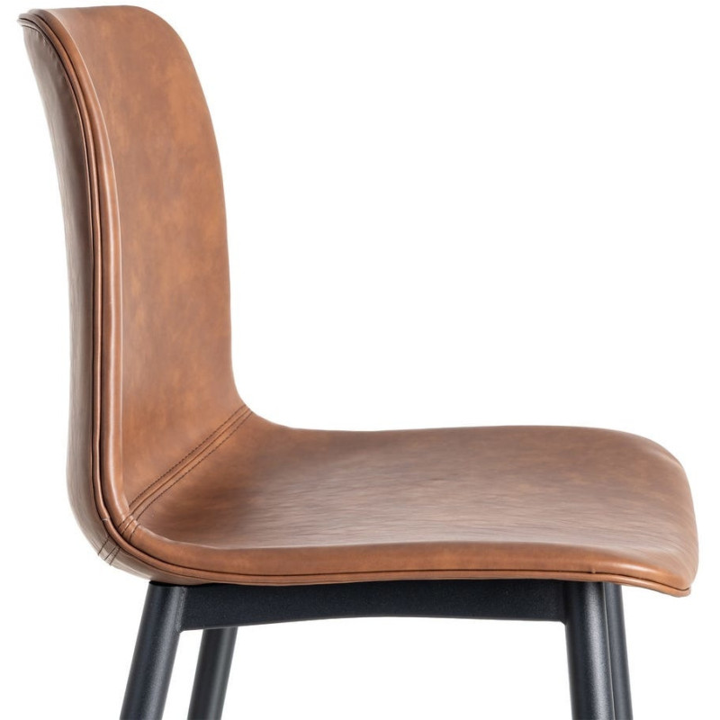 Chaise industrielle chic en Polyuréthane Marron Métal Noir Polypropylène Saroya (Lot de 2) - 7