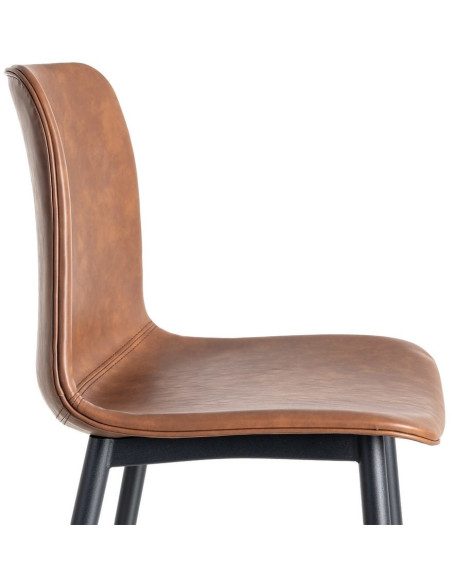 Chaise industrielle chic en Polyuréthane Marron Métal Noir Polypropylène Saroya (Lot de 2) - 7