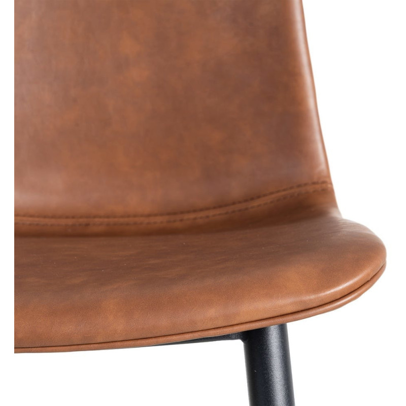 Chaise industrielle chic en Polyuréthane Marron Métal Noir Polypropylène Saroya (Lot de 2) - 9