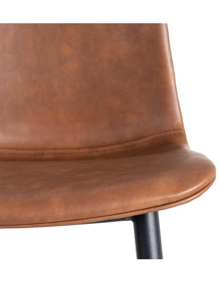 Chaise industrielle chic en Polyuréthane Marron Métal Noir Polypropylène Saroya (Lot de 2) - 9