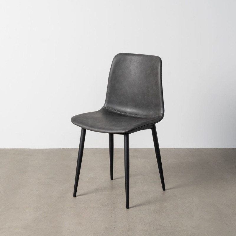 Chaise industrielle chic en Polyuréthane Noir Métal Noir Polypropylène Saroya (Lot de 2) - 2