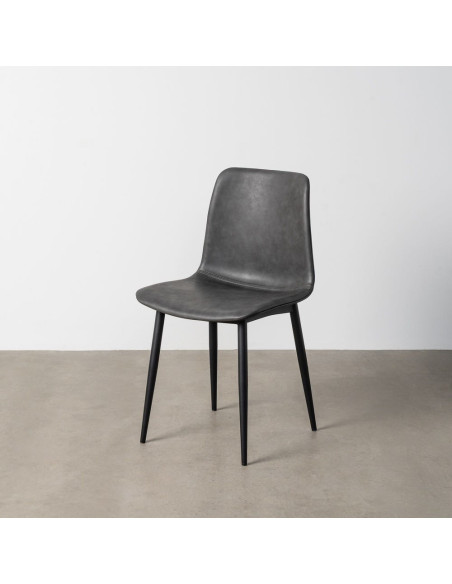 Chaise industrielle chic en Polyuréthane Noir Métal Noir Polypropylène Saroya (Lot de 2) - 2