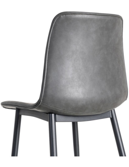 Chaise industrielle chic en Polyuréthane Noir Métal Noir Polypropylène Saroya (Lot de 2) - 6