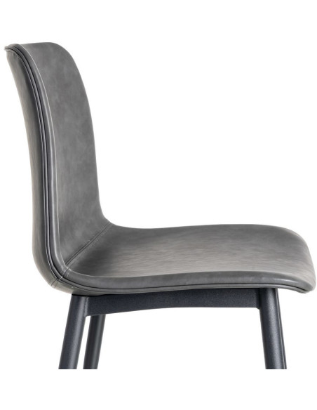 Chaise industrielle chic en Polyuréthane Noir Métal Noir Polypropylène Saroya (Lot de 2) - 7