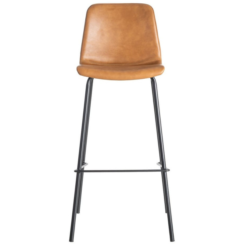 Tabouret de bar industriel chic en Polyuréthane Marron camel Métal Noir Polypropylène Saroya (Lot de 2) - 3