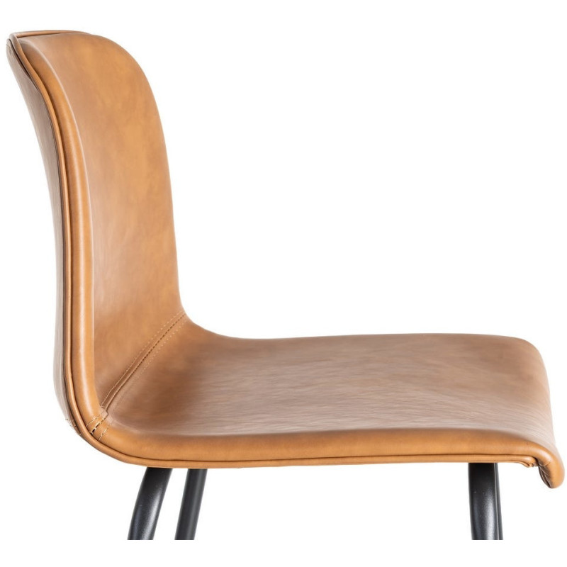 Tabouret de bar industriel chic en Polyuréthane Marron camel Métal Noir Polypropylène Saroya (Lot de 2) - 7