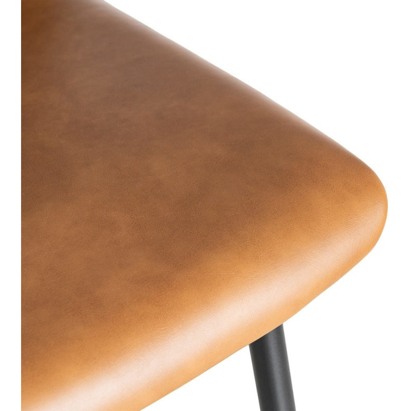 Tabouret de bar industriel chic en Polyuréthane Marron camel Métal Noir Polypropylène Saroya (Lot de 2) - 10