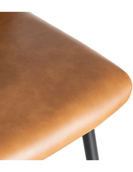 Tabouret de bar industriel chic en Polyuréthane Marron camel Métal Noir Polypropylène Saroya (Lot de 2) - 10