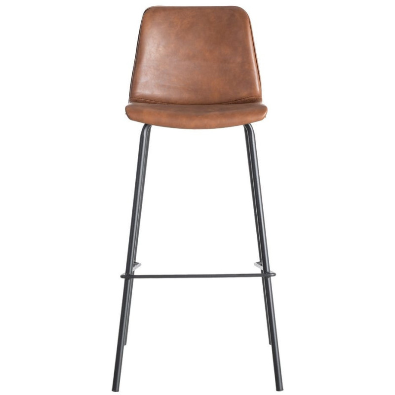 Tabouret de bar industriel chic en Polyuréthane Marron Métal Noir Polypropylène Saroya (Lot de 2) - 3