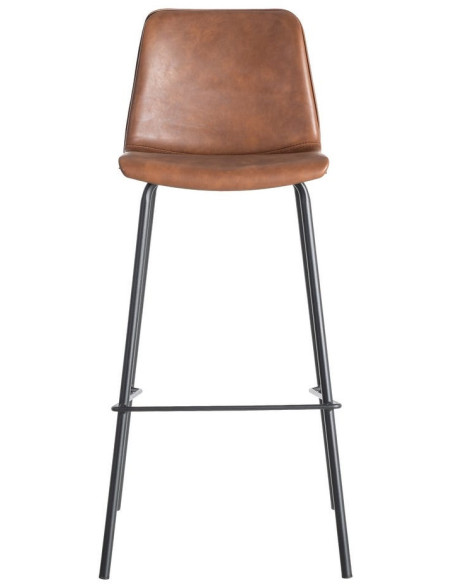 Tabouret de bar industriel chic en Polyuréthane Marron Métal Noir Polypropylène Saroya (Lot de 2) - 3