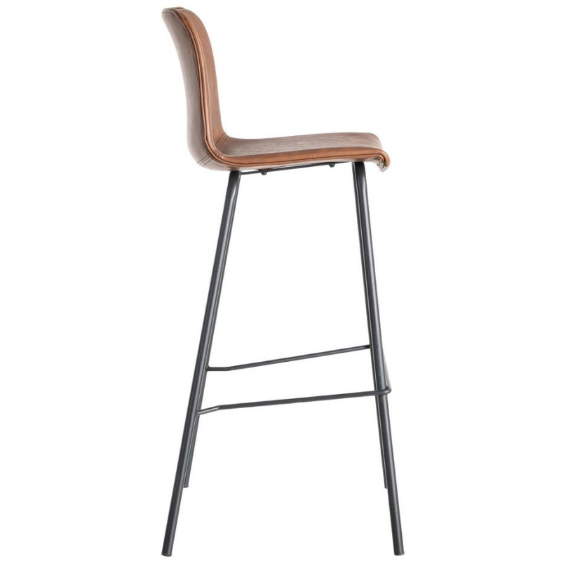 Tabouret de bar industriel chic en Polyuréthane Marron Métal Noir Polypropylène Saroya (Lot de 2) - 4