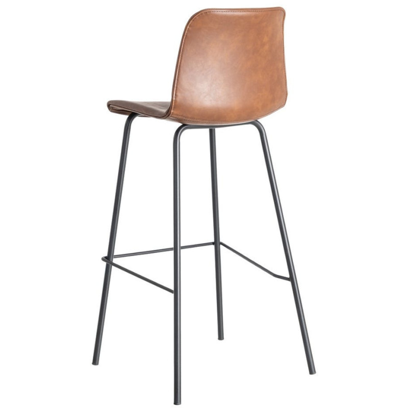 Tabouret de bar industriel chic en Polyuréthane Marron Métal Noir Polypropylène Saroya (Lot de 2) - 5