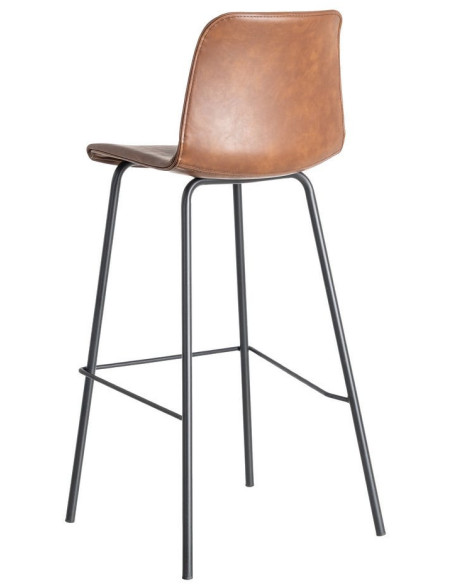Tabouret de bar industriel chic en Polyuréthane Marron Métal Noir Polypropylène Saroya (Lot de 2) - 5