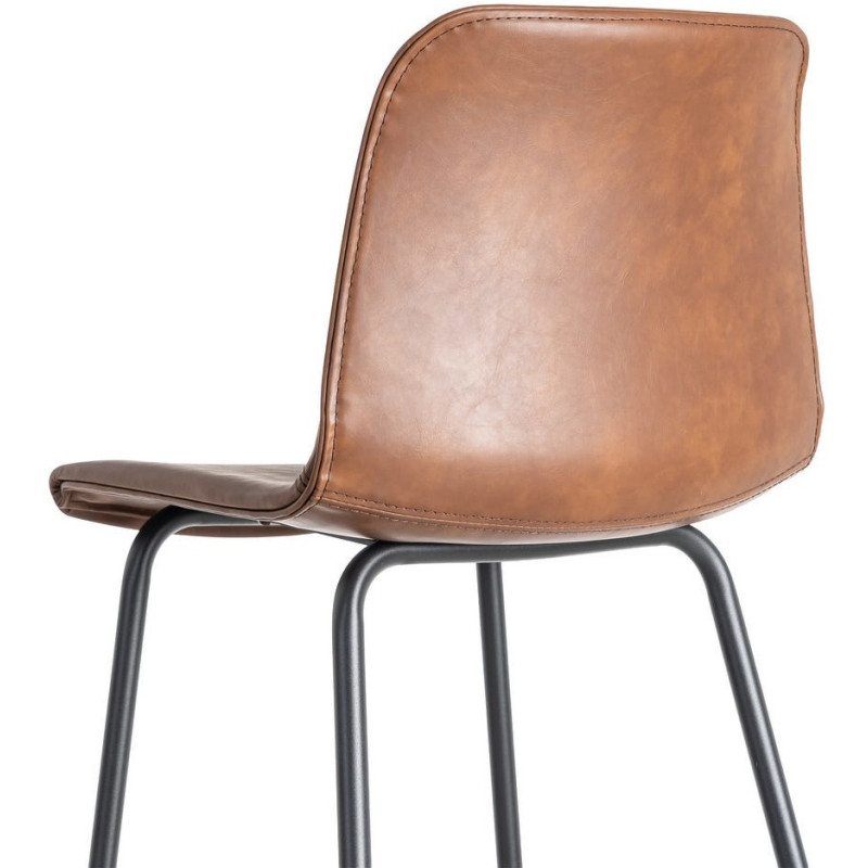 Tabouret de bar industriel chic en Polyuréthane Marron Métal Noir Polypropylène Saroya (Lot de 2) - 6
