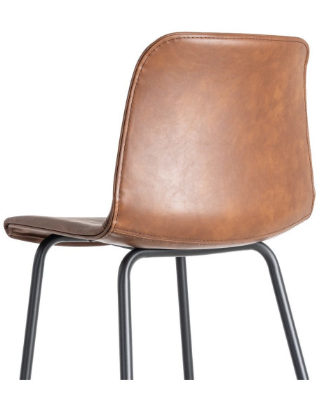 Tabouret de bar industriel chic en Polyuréthane Marron Métal Noir Polypropylène Saroya (Lot de 2) - 6