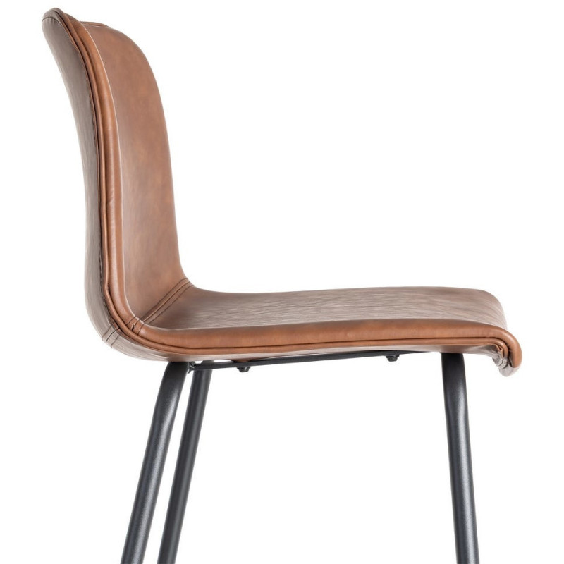 Tabouret de bar industriel chic en Polyuréthane Marron Métal Noir Polypropylène Saroya (Lot de 2) - 7