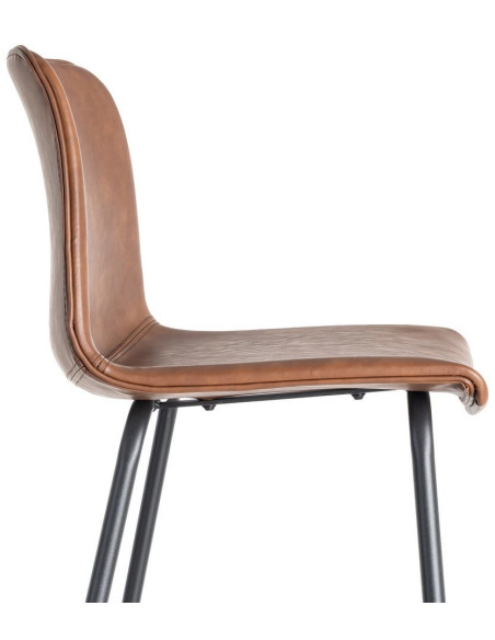 Tabouret de bar industriel chic en Polyuréthane Marron Métal Noir Polypropylène Saroya (Lot de 2) - 7