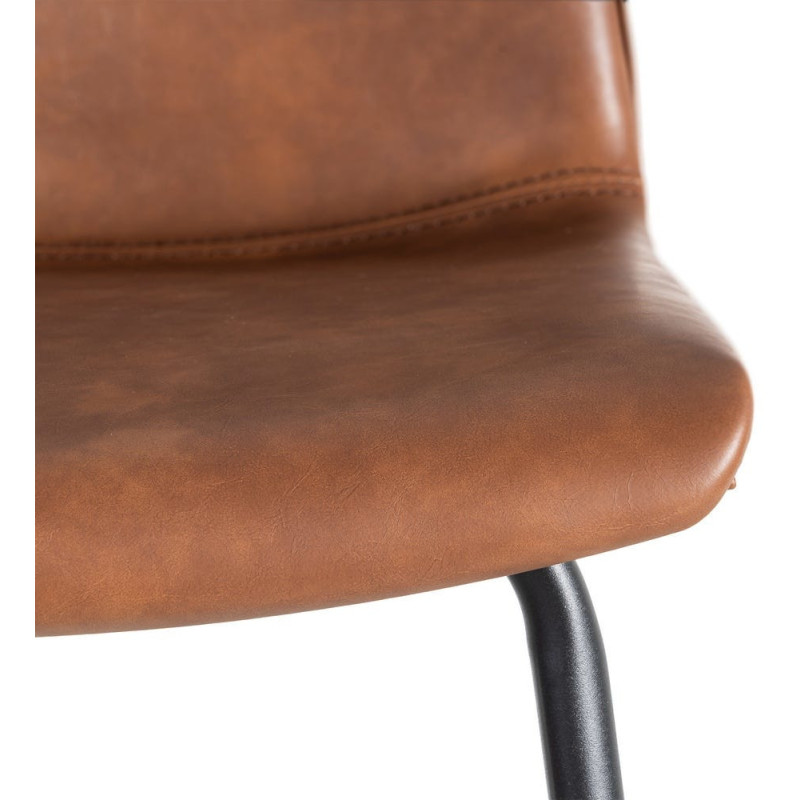 Tabouret de bar industriel chic en Polyuréthane Marron Métal Noir Polypropylène Saroya (Lot de 2) - 9