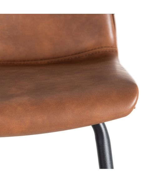 Tabouret de bar industriel chic en Polyuréthane Marron Métal Noir Polypropylène Saroya (Lot de 2) - 9