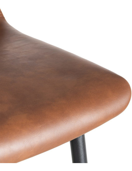Tabouret de bar industriel chic en Polyuréthane Marron Métal Noir Polypropylène Saroya (Lot de 2) - 10