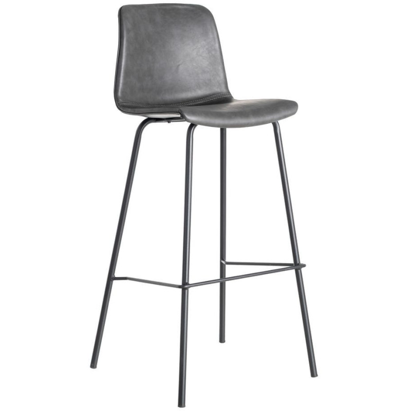 Tabouret de bar industriel chic en Polyuréthane Noir Métal Noir Polypropylène Saroya (Lot de 2) - 1